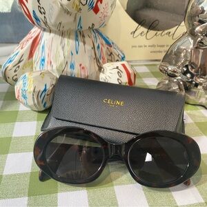 Celine Tortoiseshell Oval Sunglasses